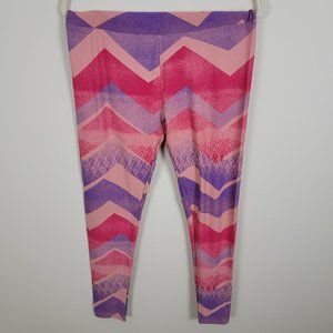 LuLaRoe Buttery Soft Pink & Purple Chevron Abstract Leggings - Tall & Curvy